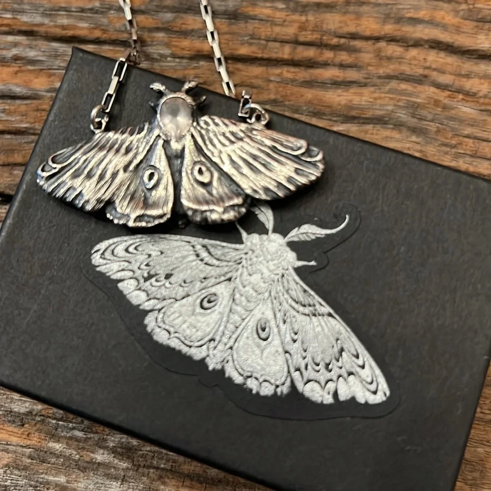 Bloodmilk Ghost Phantom Rose Quartz Planchette Moth Pendant Vintage BM Postcard - Picture 5 of 7